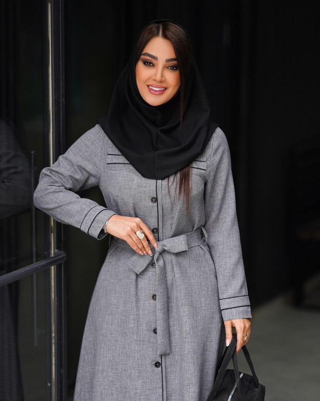 مانتو بلند زنانه مدل شمیم کد ۱۷۲ رنگ طوسی