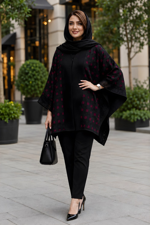 پانچ زنانه مشکی مدل 0414 با پارچه شانتون