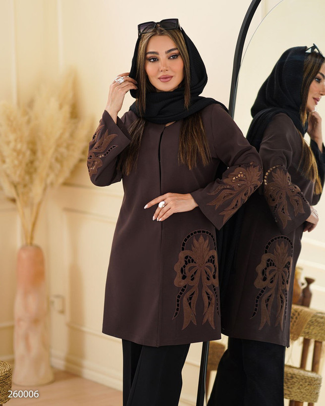 مانتو زنانه مدل دلرخ کد 2600 رنگ قهوه ای