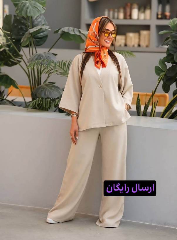 شومیز و شلوار ست زنانه مدل ویرا با پارچه لینن ایرانی