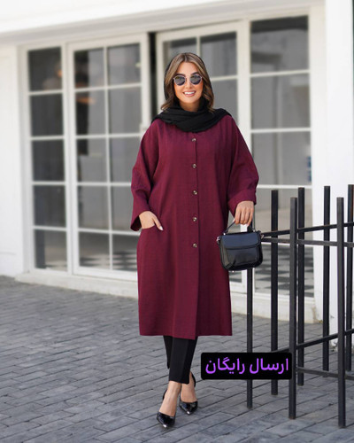 مانتو کتی زنانه نخی مدل کتیبه کد 1382 با سایزبندی بزرگ مناسب 40 تا 56