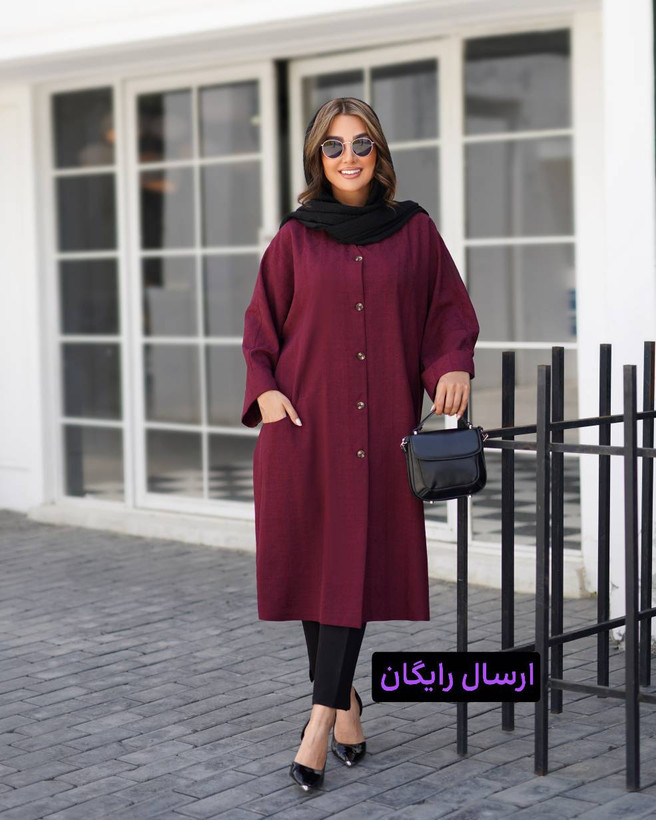 مانتو کتی زنانه نخی مدل کتیبه کد 1382 با سایزبندی بزرگ مناسب 40 تا 56