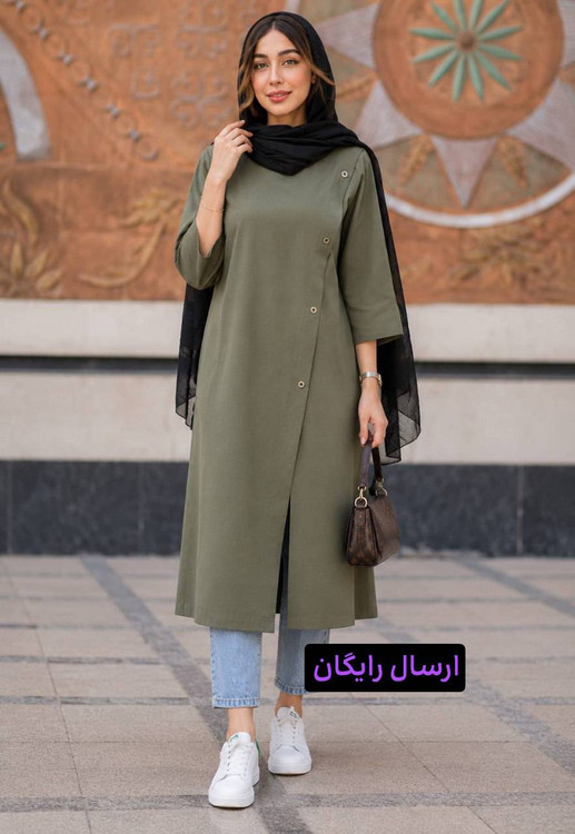 مانتو دانشجویی مدل نیلماه با جنس لینن ایرانی و طراحی ساده