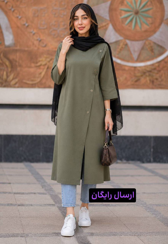 مانتو دانشجویی مدل نیلماه با جنس لینن ایرانی و طراحی ساده