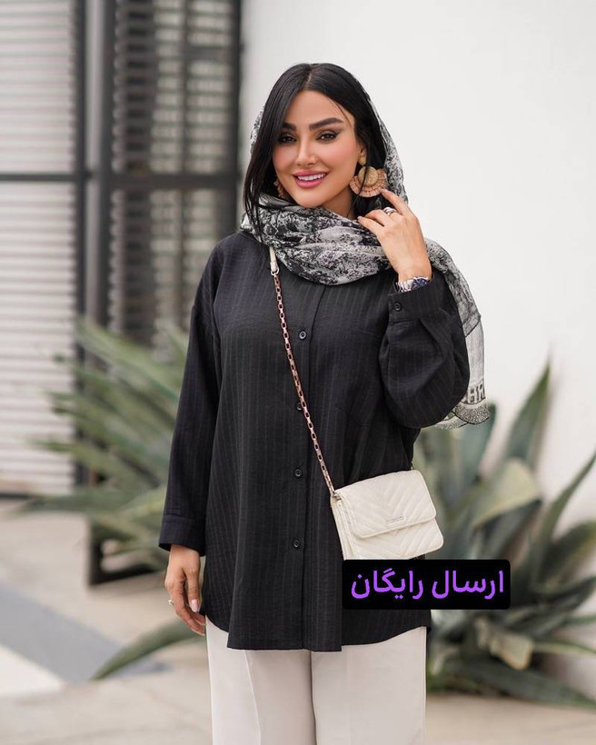 شومیز زنانه مشکی پشت دکمه با پارچه صوفیا ژاکارد