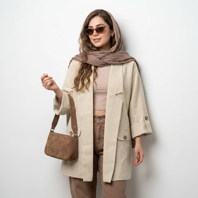 مانتو کتی زنانه مدل پارمیدا رنگ کرم