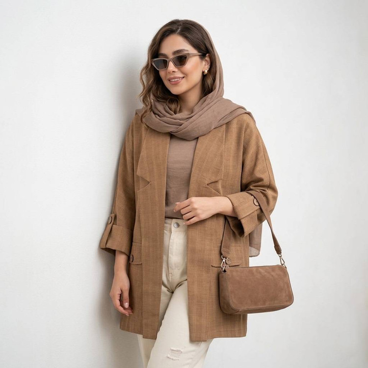 مانتو کتی زنانه رنگ نسکافه ای