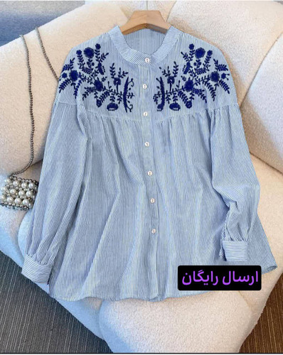 شومیز زنانه مدل رازک با گلدوزی روی سینه و پارچه تترون خنک