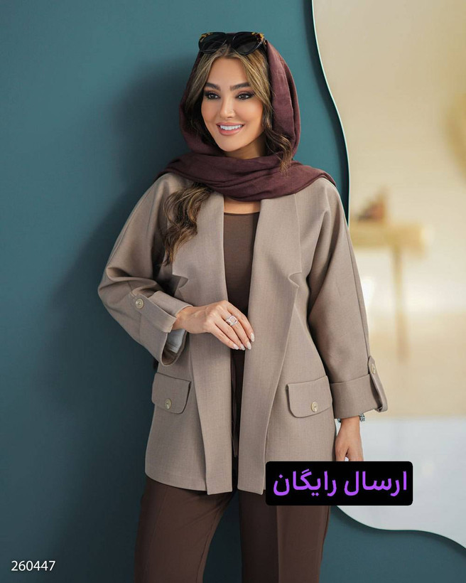 کت زنانه مدل شهدخت کد 2604 با یقه آرشال و آستین پاگوندار