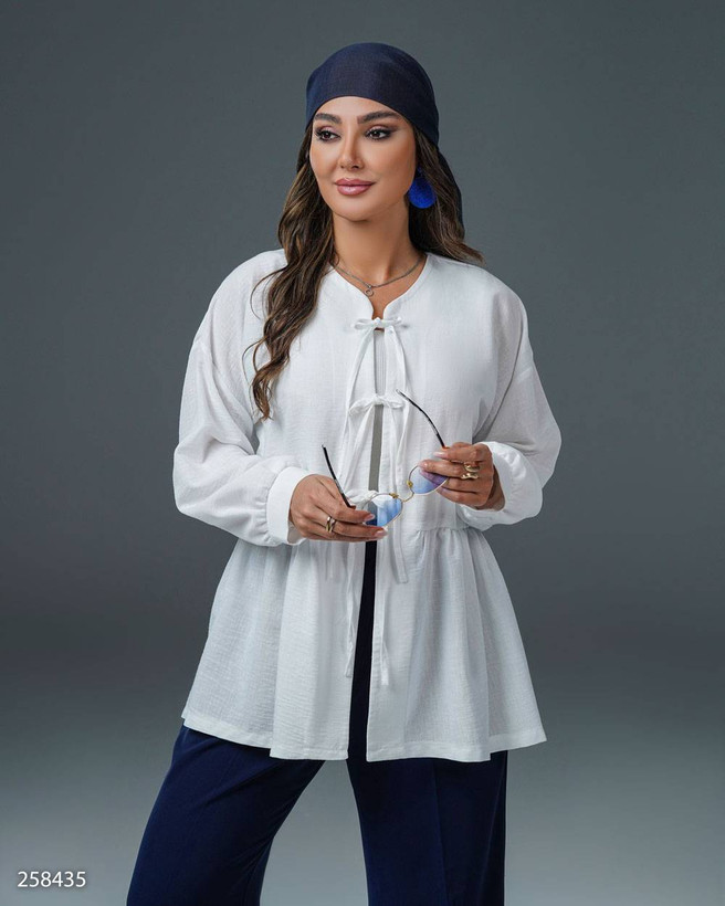 شومیز زنانه مدل بهگل کد 2584 رنگ سفید