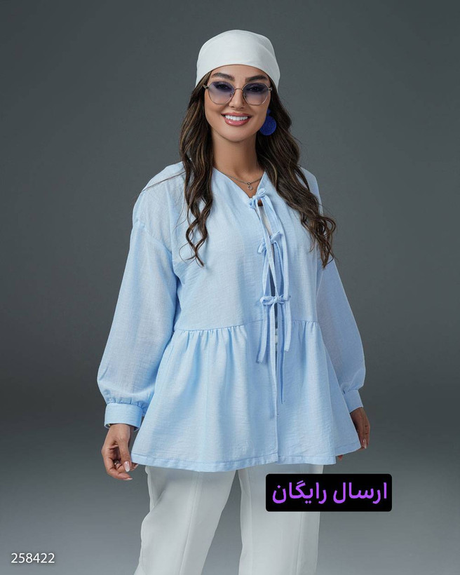 شومیز زنانه مدل بهگل کد 2584 از جنس لینن زارا با کمر چیندار