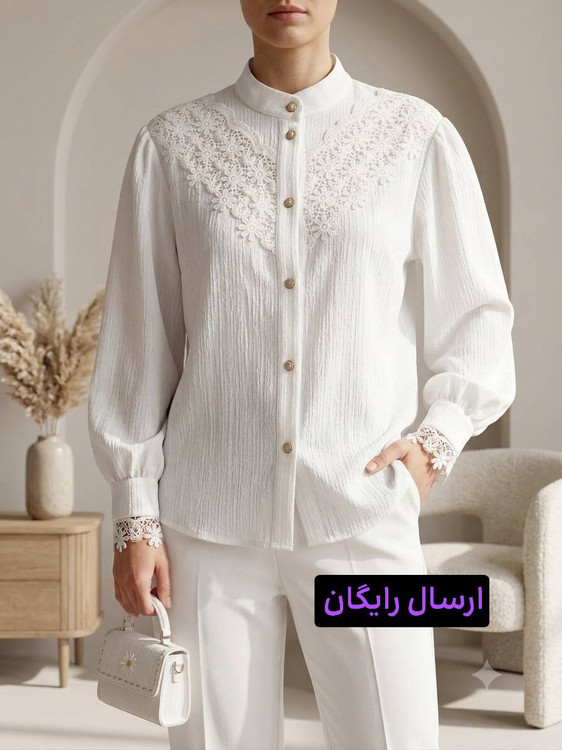 شومیز زنانه مدل رزا ۲ با پارچه توکی کراش رنگ سفید