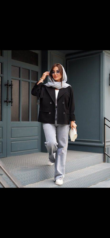 مانتو زنانه لنین مدل کت یقه انگلیسی 4 دکمه کد 355 رنگ مشکی