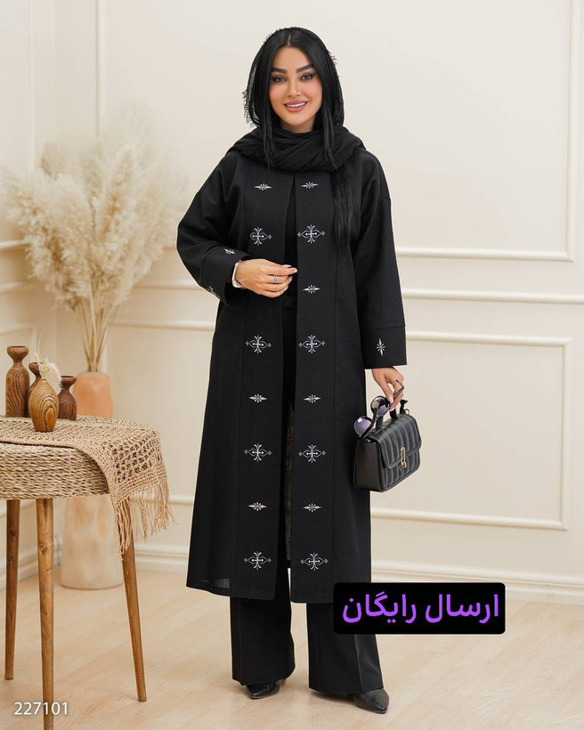 مانتو زنانه مدل جمانه کد 2271 با پارچه لینن و گلدوزی