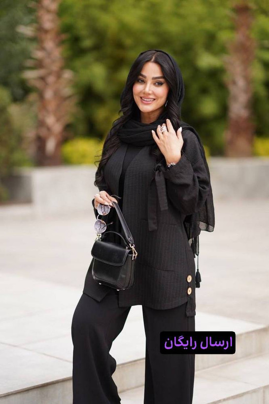 مانتو عبایی زنانه آستین بنددار مشکی جنس صوفیا ژاکارد
