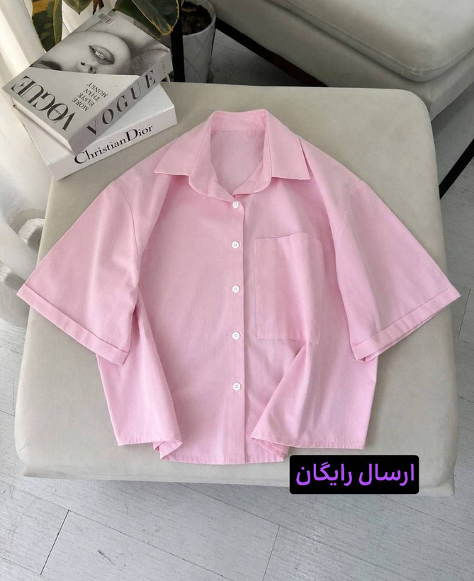 شومیز باکسی زنانه مدل پاستیل جنس پری ایرانی رنگ صورتی