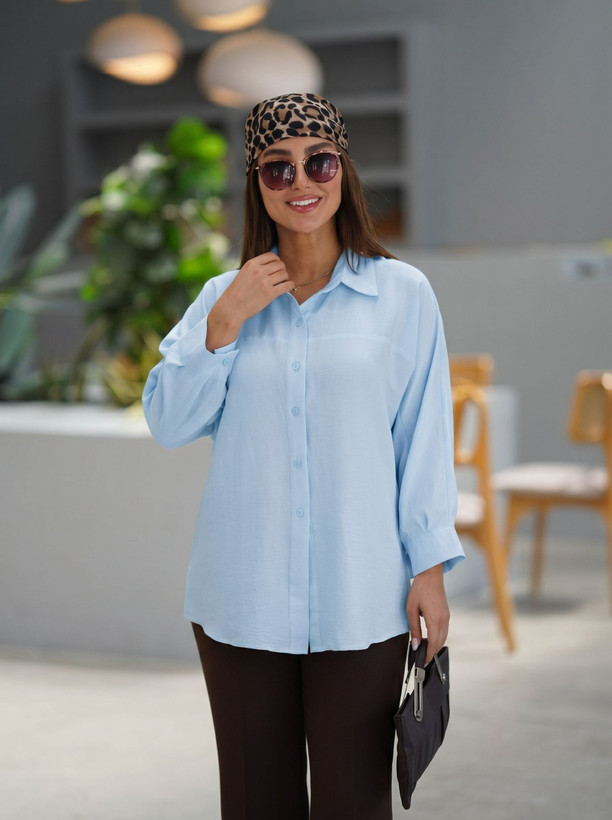 رنگ آبی شومیز زنانه تابستانی کد 827