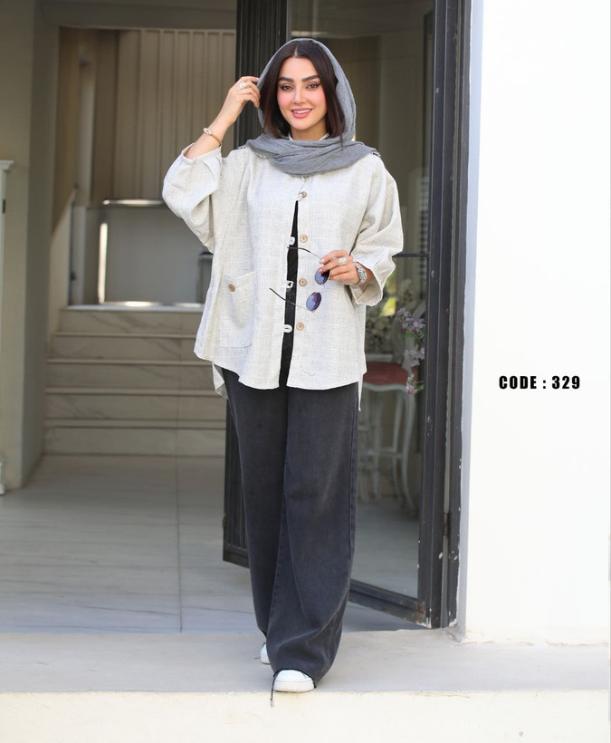 مانتو اسپرت زنانه کد 329 رنگ استخوانی