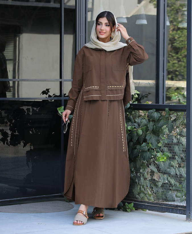 ست کت و دامن زنانه لینن گلدوزی
